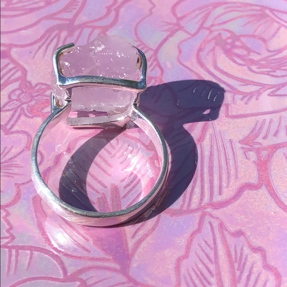 BOUTIQUE ROUGH KUNZITE 925 STERLING SILVER RING, 7 - Picture 5 of 7